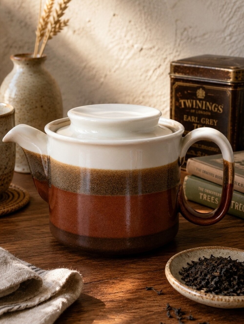 Vintage Otagiri Japan Stoneware Teapot Hand Crafted Earth Tone Glaze Rustic MCM